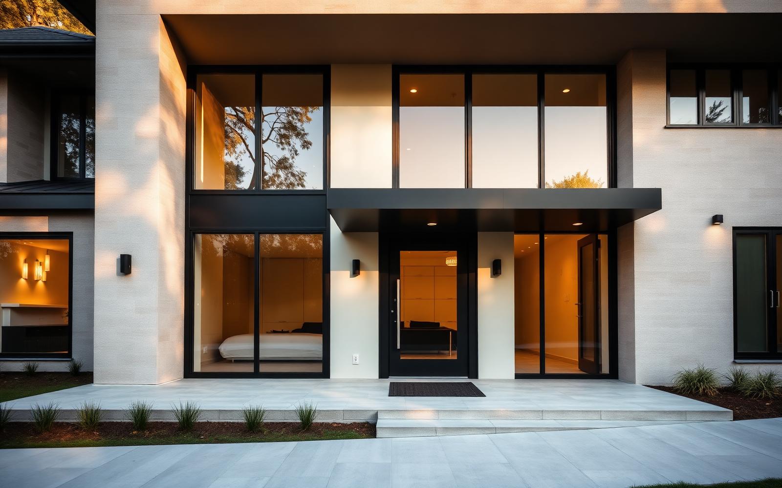 Modern woning met ramen en deuren
